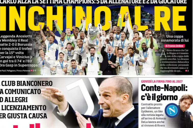 Today’s Papers – Legendary Ancelotti, Allegri legal battle with Juve