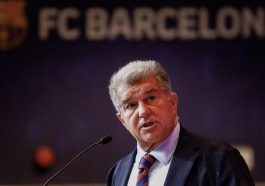 Joan Laporta, presidente del Barça, en un acto celebrado en el Auditori 1899