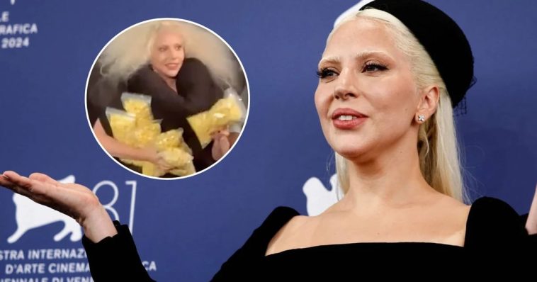 Lady Gaga repartió palomitas de maíz a fans en una proyección de “Joker 2”