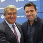 Joan Laporta y Deco, durante un acto del Barça en la temporada 2023-24