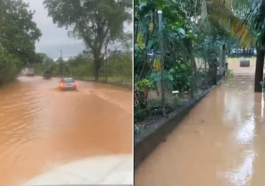 Videos muestran las carreteras y calles inundadas en Cayuga, Morales, Izabal