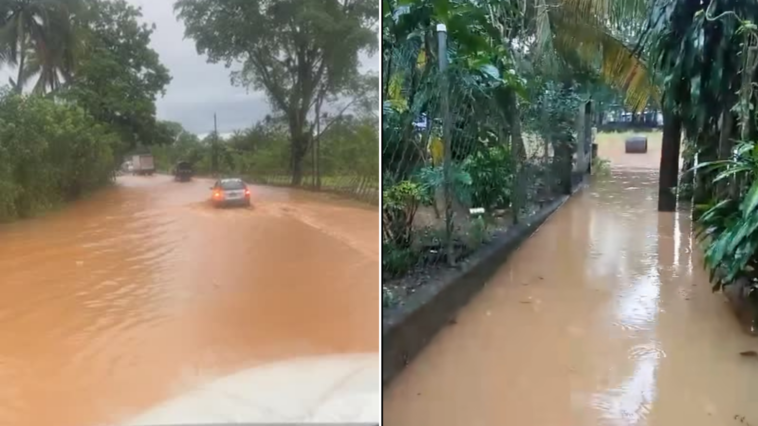 Videos muestran las carreteras y calles inundadas en Cayuga, Morales, Izabal