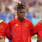 Lamine Yamal, Nico Williams y Dani Olmo con la selección española