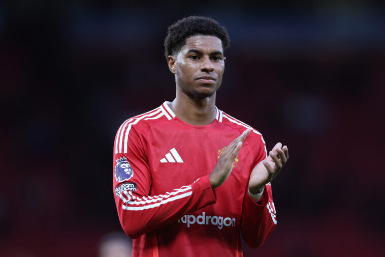 Marcus Rashford of Manchester United after the Premier League match between Manchester United FC and Everton FC at Old Trafford on December 01, 2024 in Manchester, England. (Photo by Alex Livesey/Getty Images)