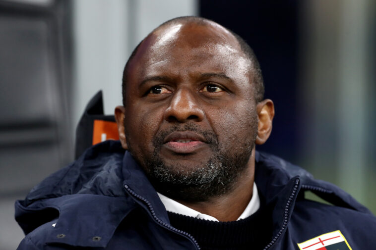 MILAN, ITALY - FEBRUARY 22: Patrick Vieira, Head Coach of Genoa looks on prior to the Serie A match between FC Internazionale and Genoa at Stadio Giuseppe Meazza on February 22, 2025 in Milan, Italy. (Photo by Marco Luzzani/Getty Images)